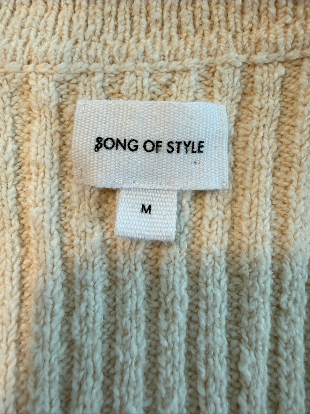 Song of Style Juliet Ribbed Cardigan Cream Fitted Flare Sleeve M - Picture 3 of 8